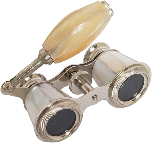 SIFAAT WORLD Opera Glasses Nickel Finish Antique Style Decorative Binoculars, Vintage Collectible Display & Gift Item