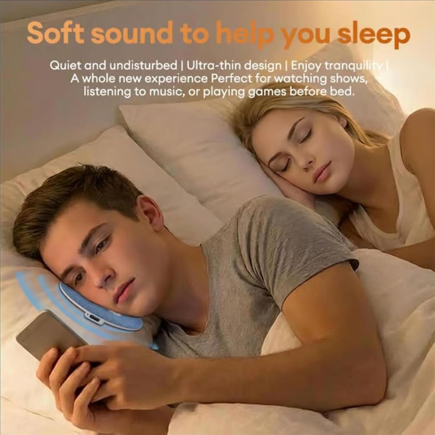 Siezrk Bluetooth Pillow Speaker, Ultra-Thin Bluetooth Sleep Aid Speaker with Timer, Private Sleep Headphones