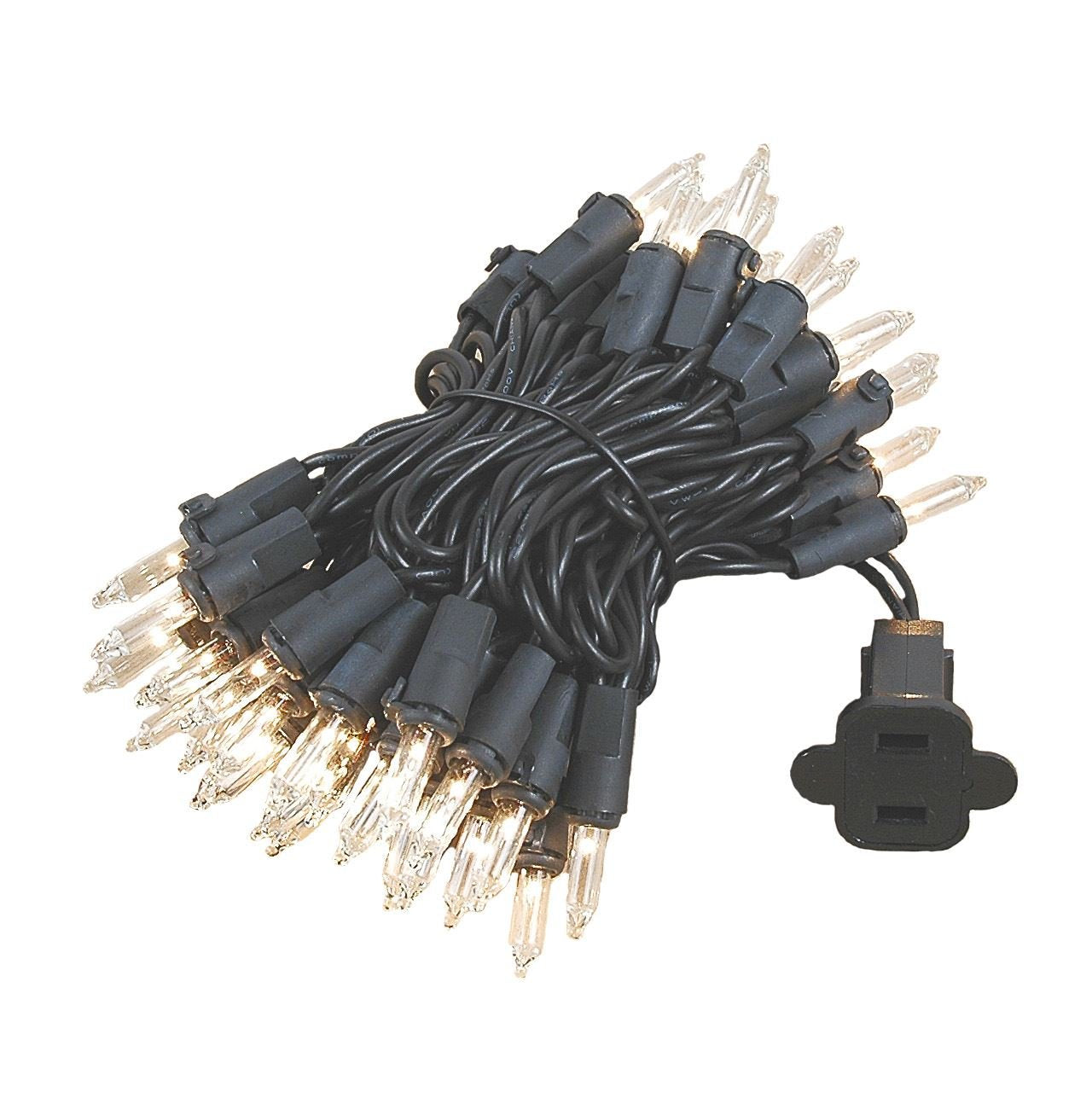 Novelty Lights Mini Lights, 11 Feet, 50 Bulbs, Clear on Black Wire, Commercial Grade, UL Listed, Model MRD-25B-2